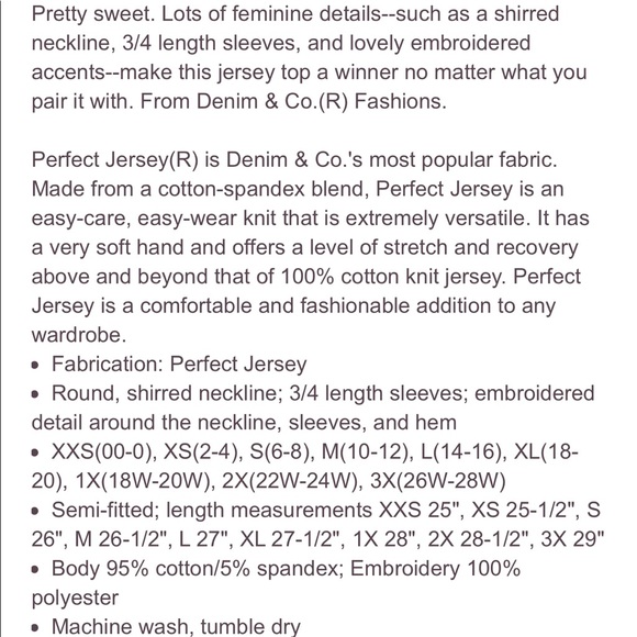Denim & Co perfect jersey top with embroidered hem - Picture 13 of 13